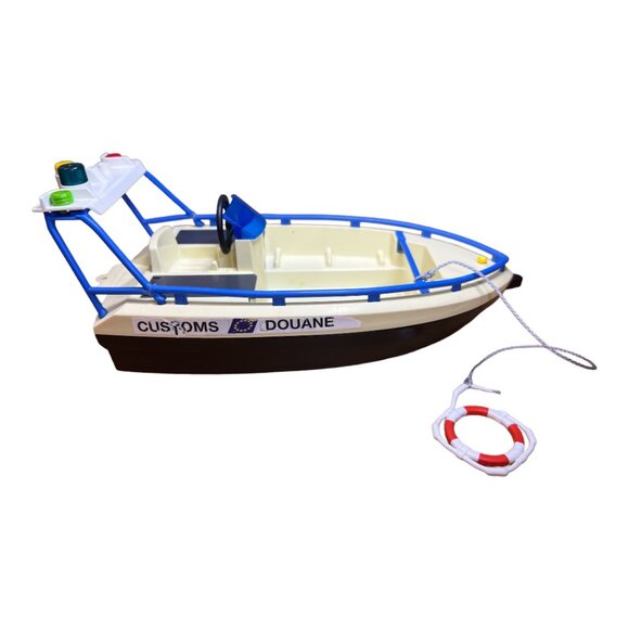 Vintage 1990's Playmobil 4 Figures Firemen First Aid & Customs Boat Ambulance - Picture 11 of 12